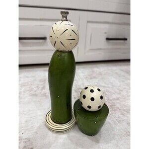 Vintage William Bounds PepArt Robert Wilhelm Wooden Cactus Salt & Pepper Set